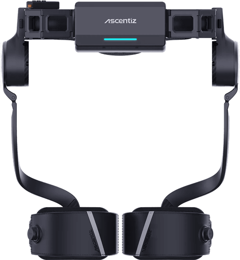 Ascentiz H Pro with its waist belt, rear battery module and thigh straps.