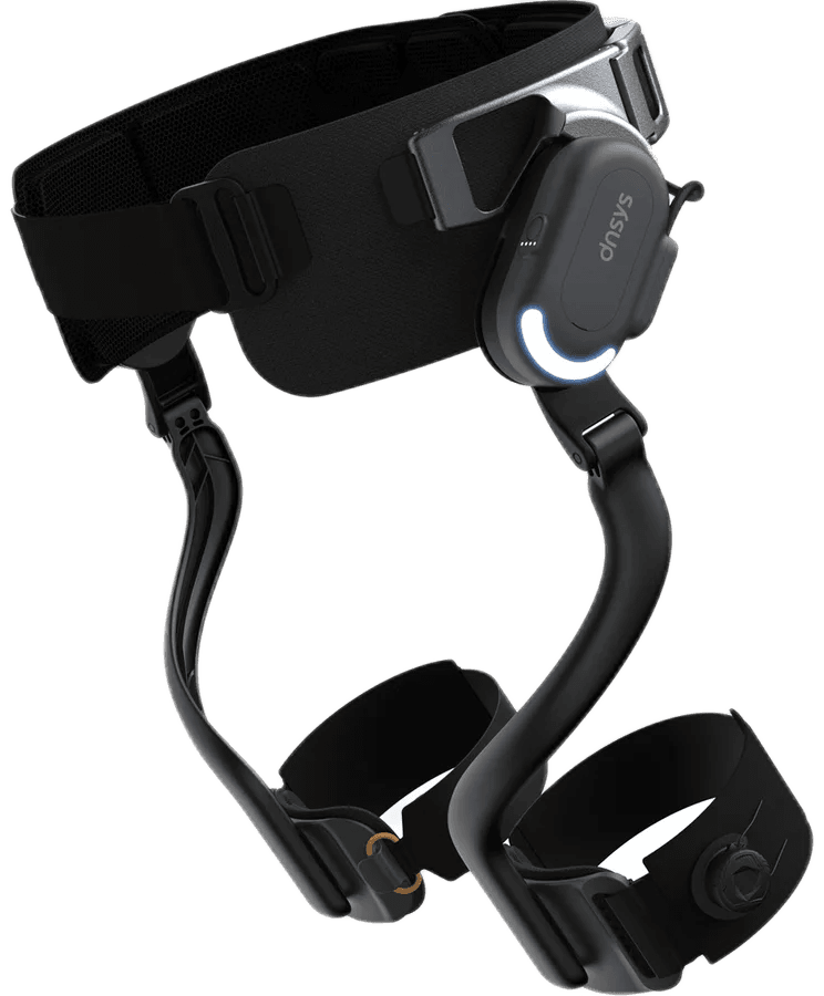 DNSYS X1 Carbon with its waist belt, hip units and thigh straps.
