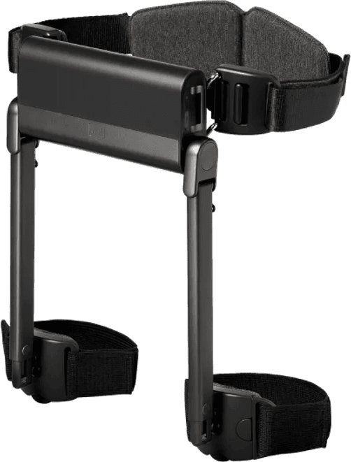 WIRobotics WIM with its waist unit, frame and thigh attachments.