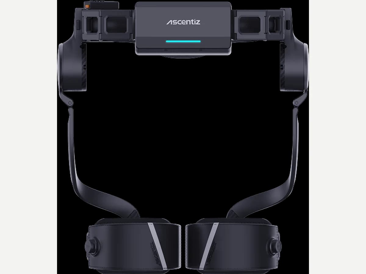 Ascentiz H Pro with its waist belt, rear battery module and thigh straps.