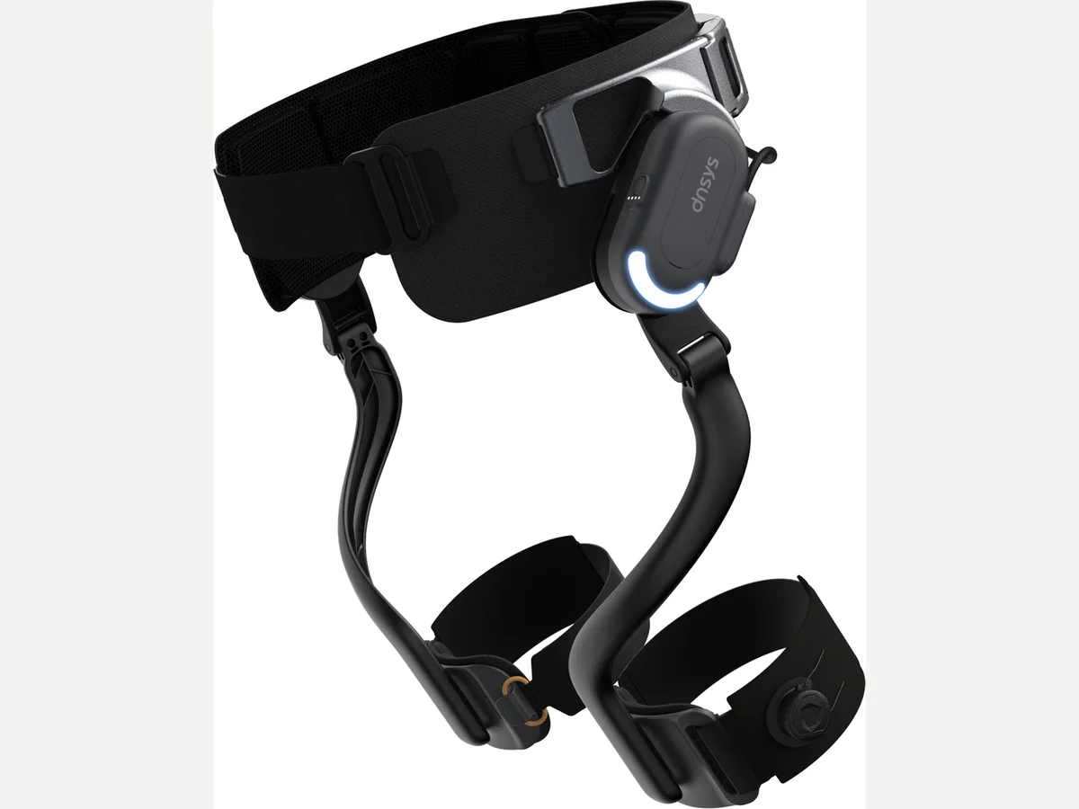 DNSYS X1 Carbon with its waist belt, hip units and thigh straps.